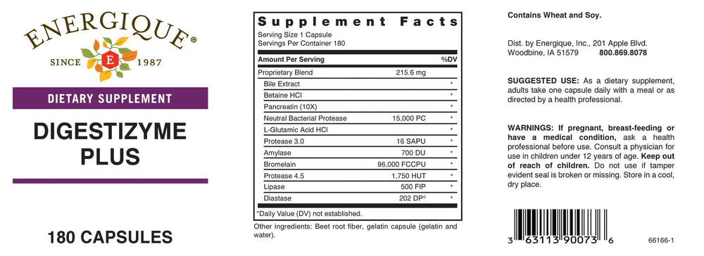 Close-up of Energique Digestizyme Plus capsules, aiding breakdown of fats, proteins, and carbohydrates
