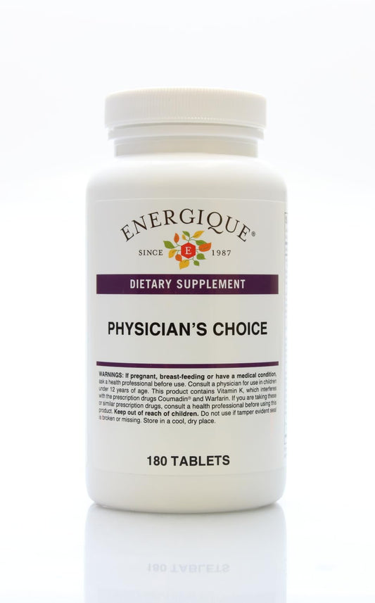 Energique Physician's Choice multivitamin bottle supports daily wellness with essential nutrients