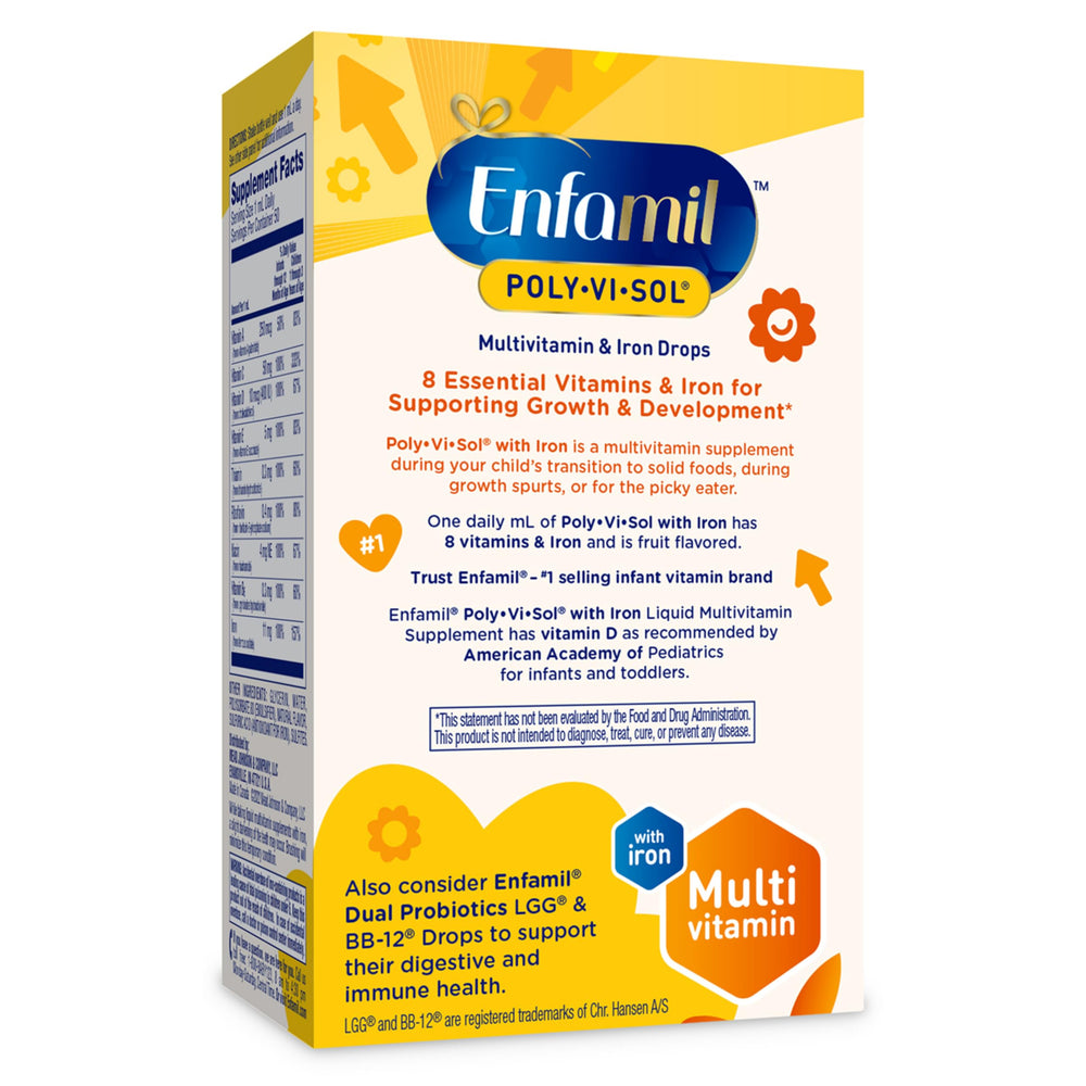 Enfamil Poly-Vi-Sol 50mL bottle compact and portable.