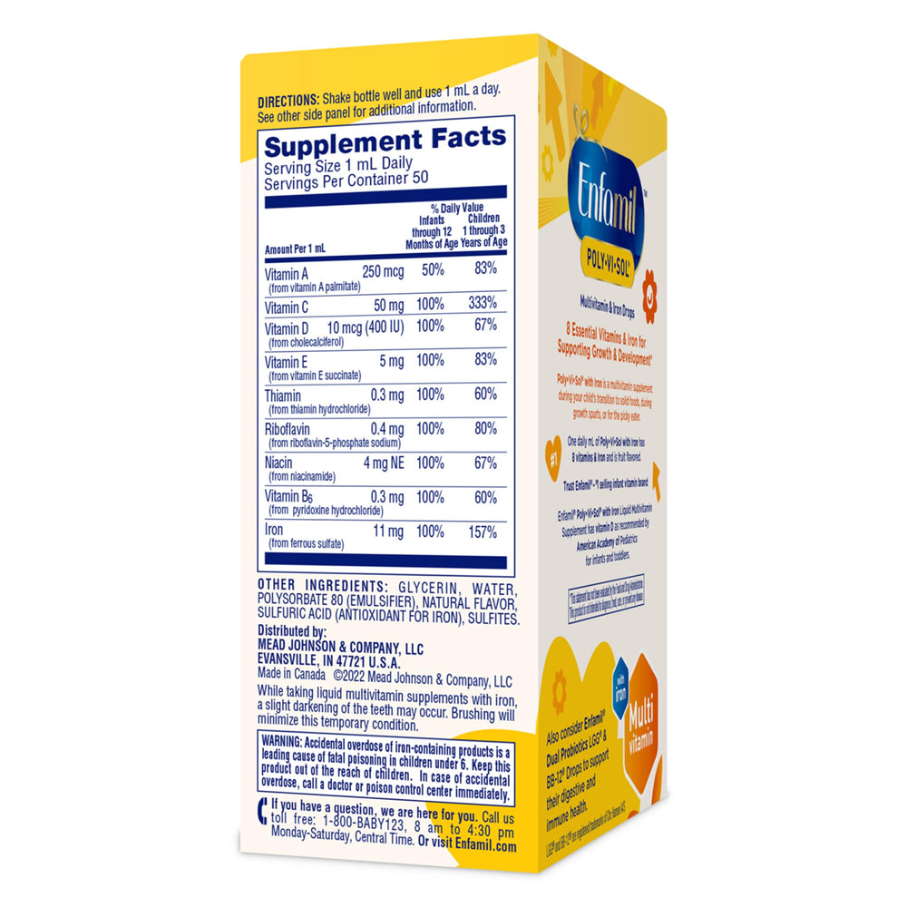 Enfamil Poly-Vi-Sol gluten-free vitamins for sensitive tummies.