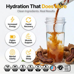 Engineered Nutrition tamarind electrolyte packet packaging highlights vegan and gluten-free credentials