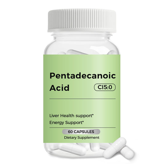 Engtozl Pentadecanoic Acid capsules in bottle for daily use.