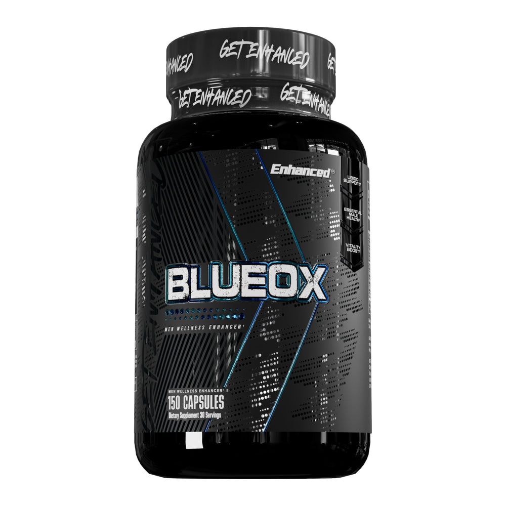 Enhanced Blue Ox bottle front view for daily energy support