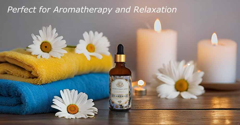 Diffuser-friendly chamomile oil creates a tranquil aromatherapy atmosphere at home.