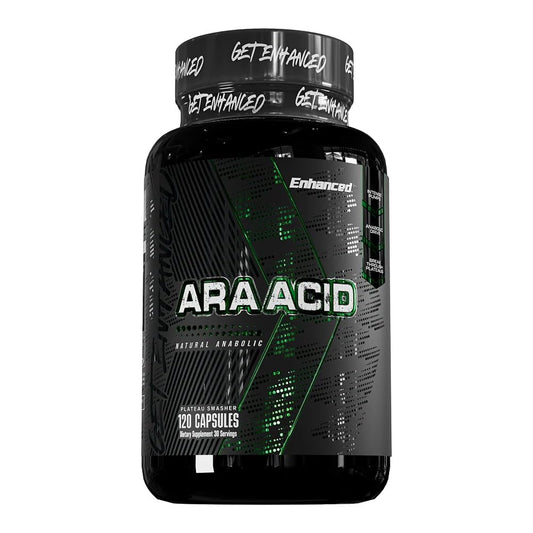 Enhanced Labs ARA bottle front for lean mass support during training.