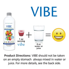 Berry-flavored Vibe tasting sample conveys enjoyable daily health routine.