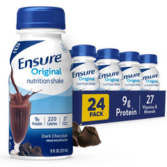 Ensure Original Dark Chocolate Shake bottle with smooth flavor for on-the-go nourishment.