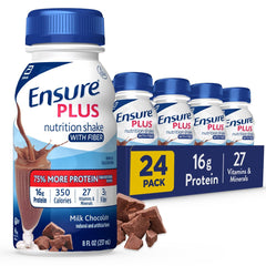 Ensure Plus Milk Chocolate shake bottle for on-the-go nutrition.