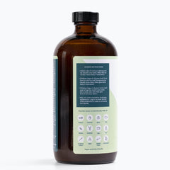ENTEGRO Flourish Junior label on glass bottle; vegan and allergen-free formula