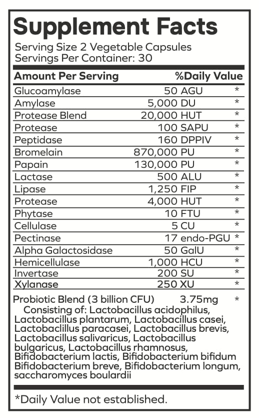 Front label highlights 13 probiotic strains and quality