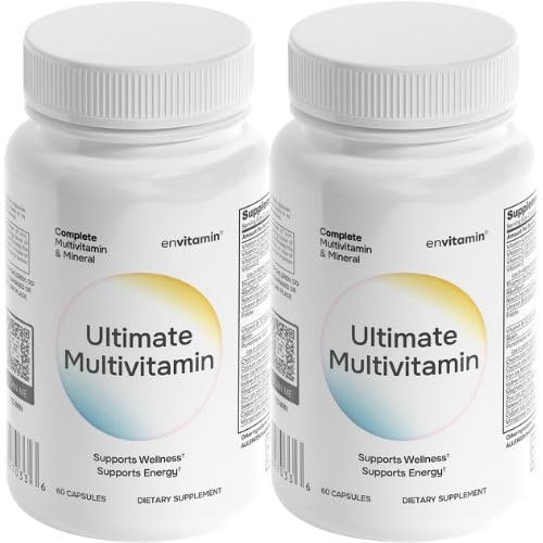 Envitamin Ultimate multivitamin bottle front showing 42-fruit-and-vegetable blend for daily wellness.