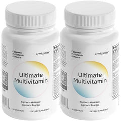 Envitamin Ultimate multivitamin bottle front showing 42-fruit-and-vegetable blend for daily wellness.