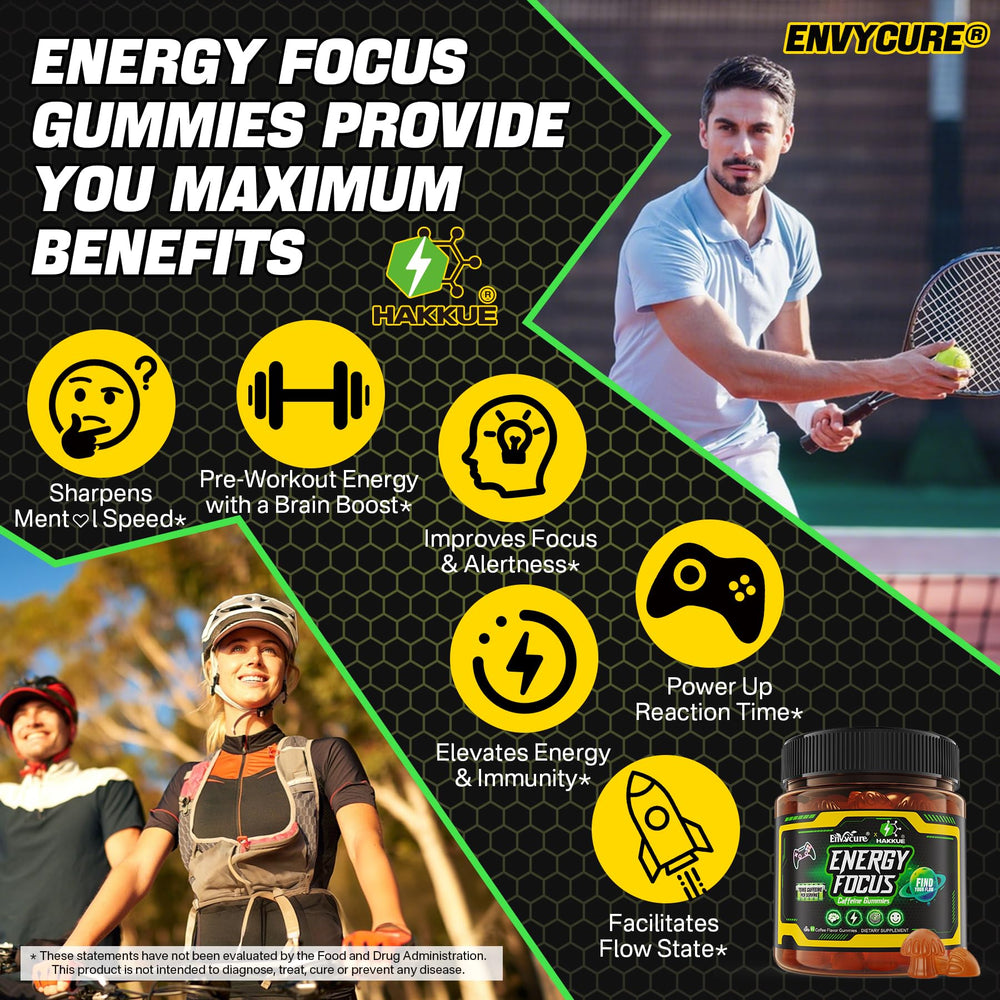EnvyCure Energy Focus Gummies on a desk for professional concentration.