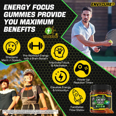 EnvyCure Energy Focus Gummies on a desk for professional concentration.