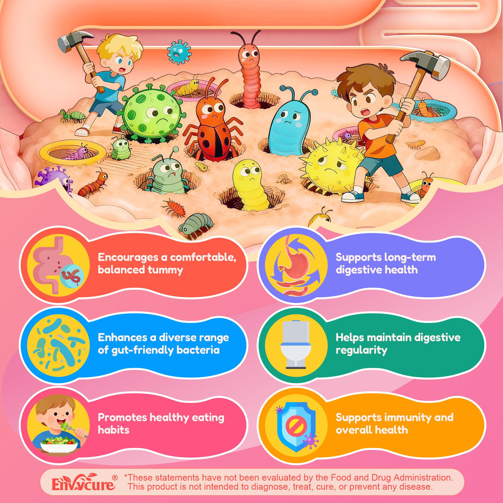 Close-up of orange-flavored EnvyCure gummies, kid-friendly chew.