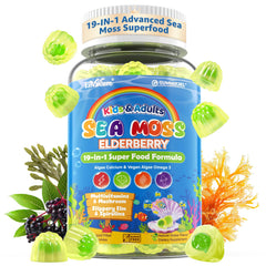 EnvyCure Sea Moss Elderberry Gummies bottle showing family-friendly immune wellness