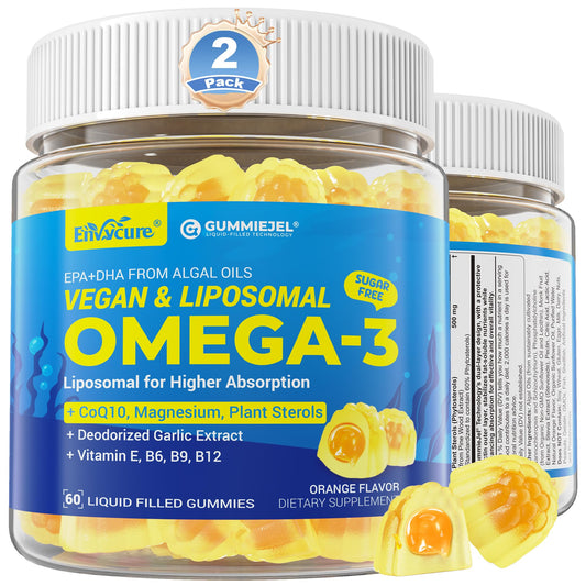 EnvyCure vegan omega-3 gummies bottle showcases plant-based omega-3 benefits