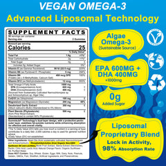 EnvyCure vegan omega-3 gummies closeup highlights liposomal delivery