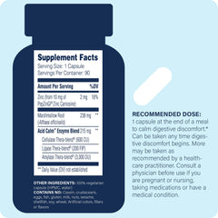 Enzyme Science Acid Calm label close-up highlighting natural enzymes for digestion