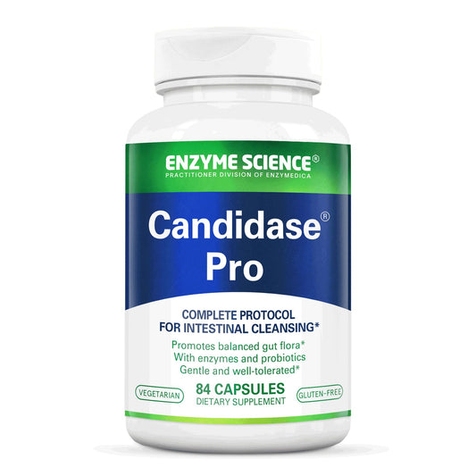 Enzyme Science Candidase Pro bottle front signals digestive support and cleanse potential.