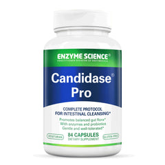 Enzyme Science Candidase Pro bottle front signals digestive support and cleanse potential.