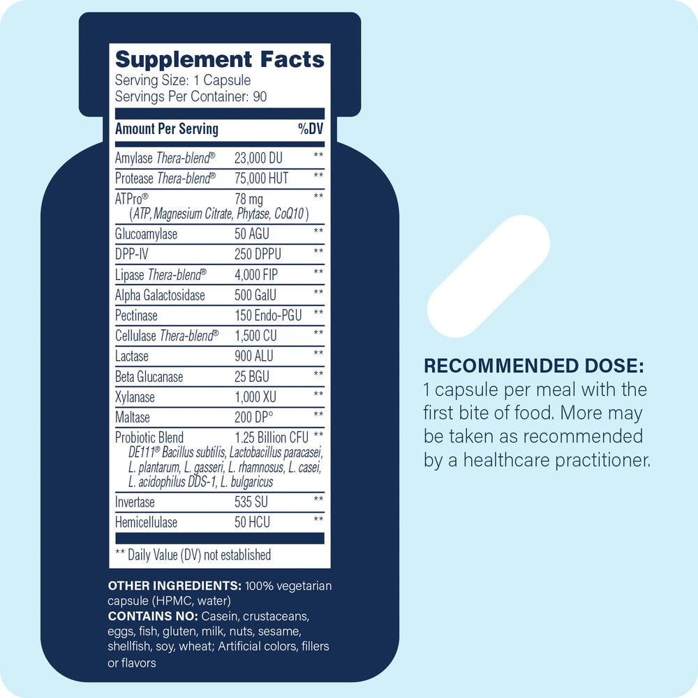 Enzyme Science Critical Digestion capsule close-up highlighting probiotic blend for gut support.