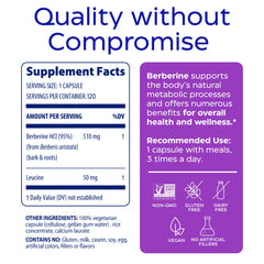 Enzymedica Berberine HCl 510mg amber bottle preserves freshness and quality
