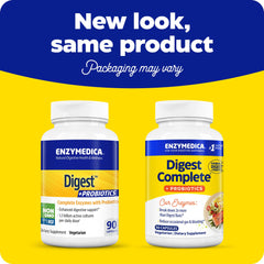 Digest Complete Probiotics bottle showing 800 million CFU per capsule.