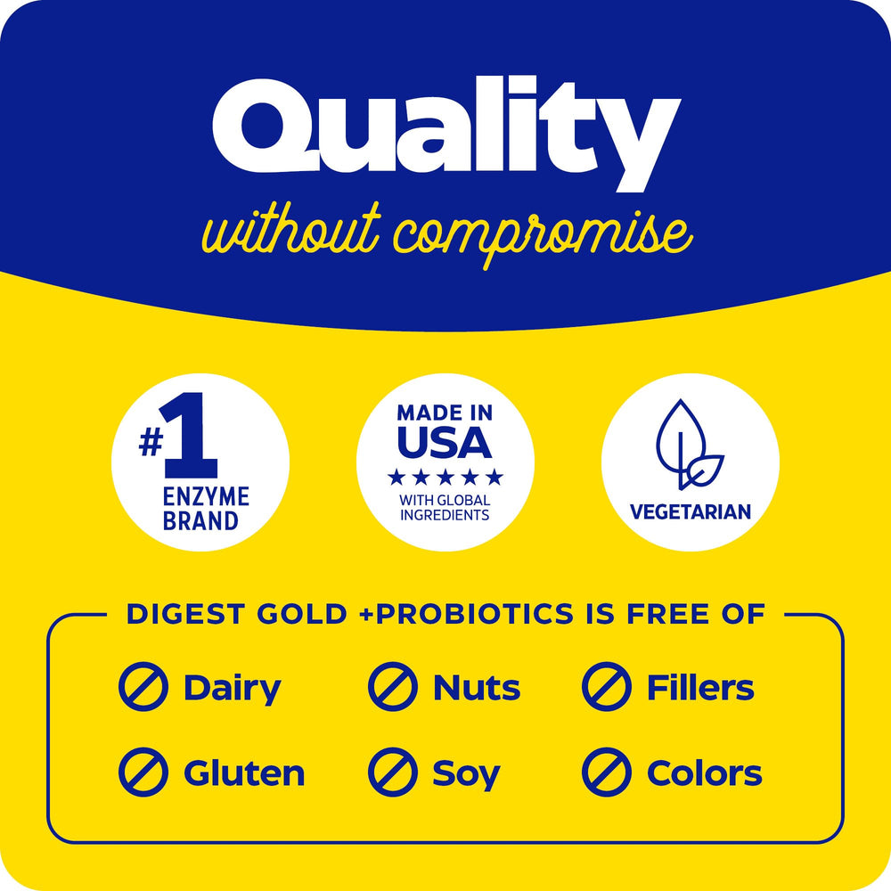 Enzymedica Digest Gold packaging on shelf highlighting certifications