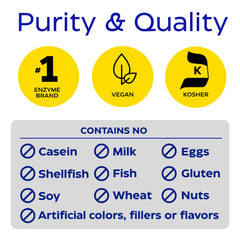 Enzymedica Digest Spectrum nutrition facts panel communicates vegan, dairy-free ingredients.