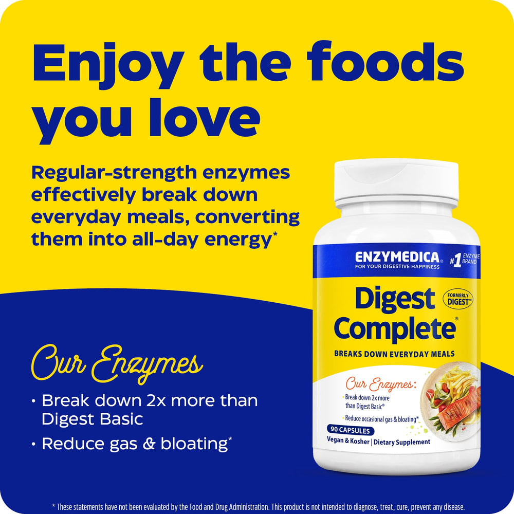 Enzymedica Digestive Enzymes Thera-blend label detail for broad pH support.