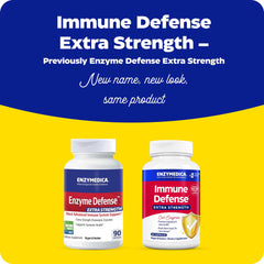 Enzymedica Immune Defense label closeup emphasizes transparency and plant-based, allergen-free formulation