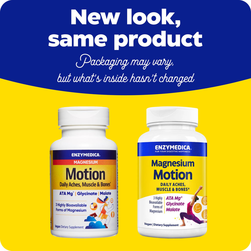 Enzymedica Magnesium Motion packaging and back panel information