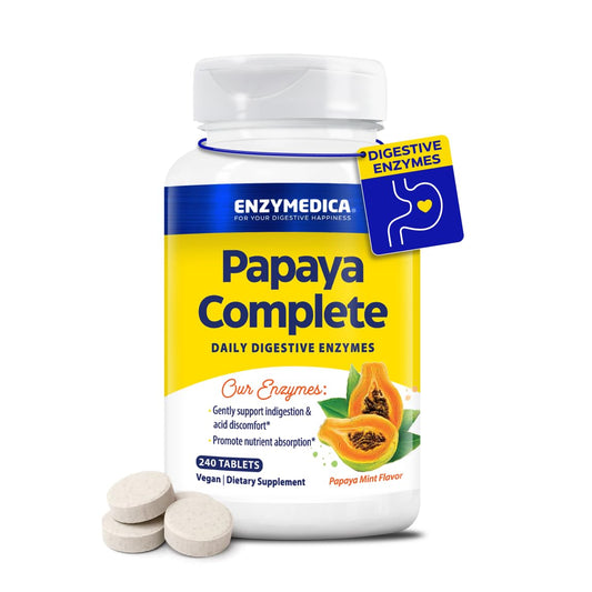 Enzymedica Papaya Enzymes chewables bottle for daily digestion support.