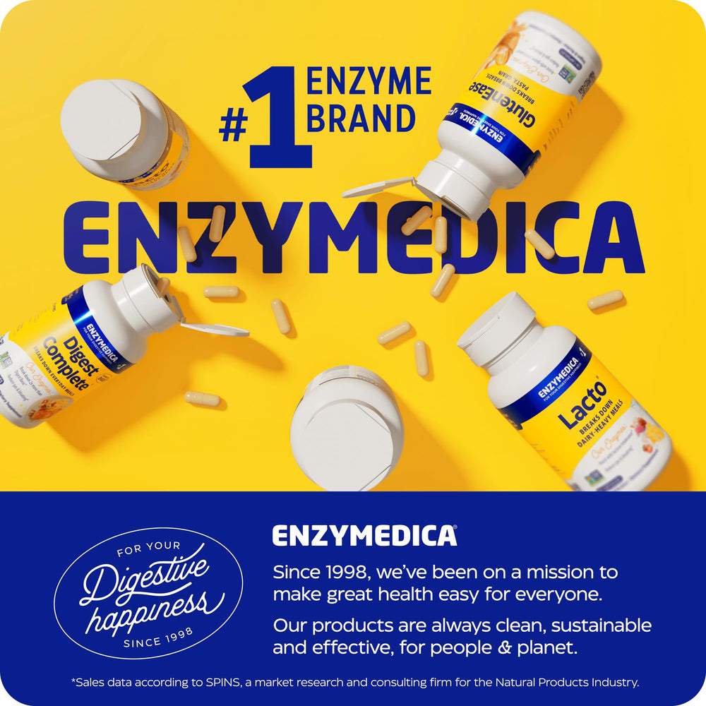 Enzymedica pH-Basic packaging scene communicates a clean vegan formula.