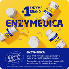 Enzymedica pH-Basic packaging scene communicates a clean vegan formula.