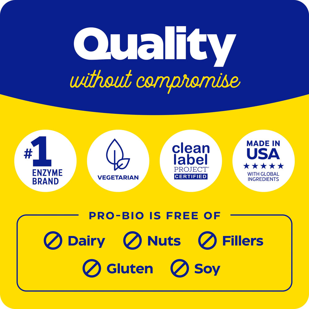 Enzymedica Pro-Bio capsule on white background promotes simple daily digestion support