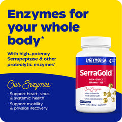 Enzymedica SerraGold capsules highlight serrapeptase potency for recovery.