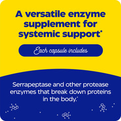 Enzymedica SerraGold dosing instruction illustrates daily empty-stomach timing.