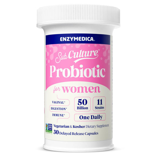 Enzymedica SubCulture Women bottle front for daily vaginal health support.
