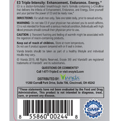 Guarana seed extract highlights natural stimulation in Enzyte3 formula.