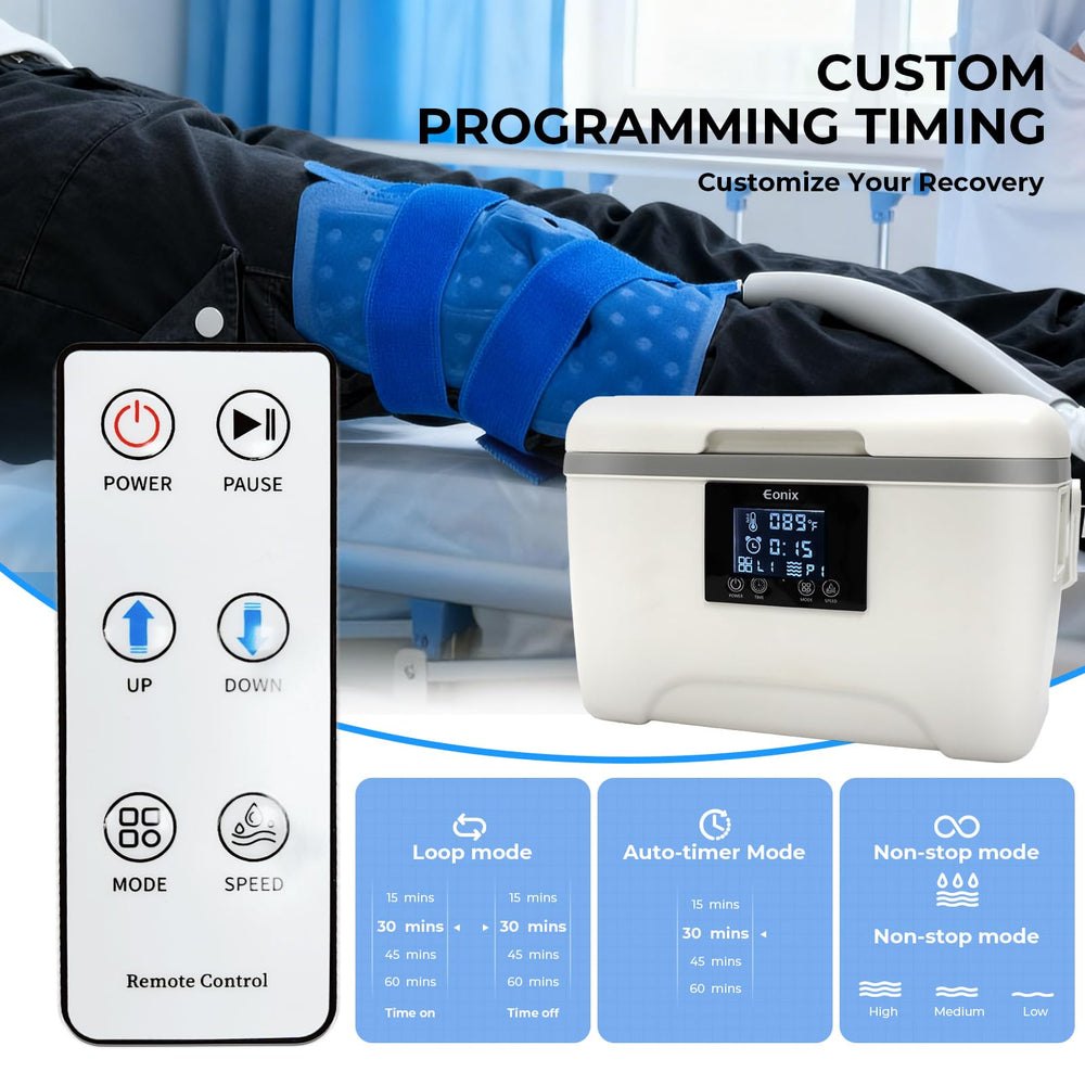 EONIX 8-quart reservoir with digital panel supports longer, uninterrupted cold therapy.
