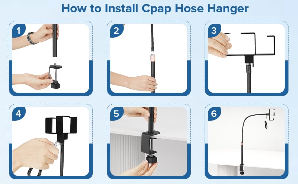 EonRivet CPAP hose holder easy clip-on install on nightstand