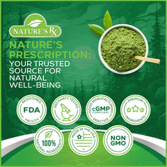 Nature's RX greens and reds 3rd party tested seal highlights quality and safety.