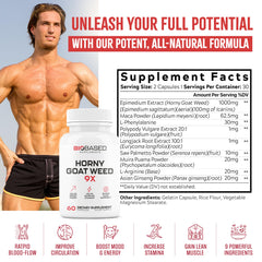 EPN Horny Goat Weed capsules showing the 9-ingredient blend for workouts.