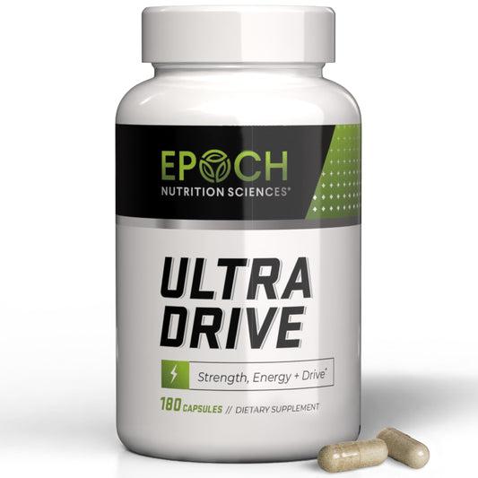 Epoch Nutrition Ultra Drive bottle front promoting everyday energy