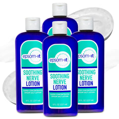 EPSOM-IT soothing nerve lotion bottle pour shows fast absorption for quick relief