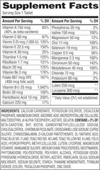 Equate Mature 50+ bottle label highlights essential vitamins