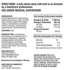 Equazen Pro SFI Health omega balance graphic illustrates EPA/GLA/DHA ratio.