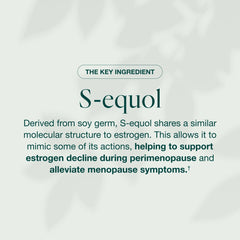Equelle daily-dose two-tablets setup illustrating simple routine for menopause support.